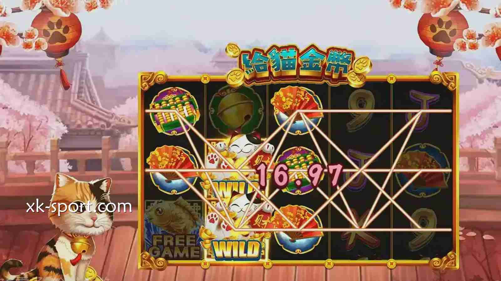 《给猫金币》老虎机让招财猫转出好运，进入乐竞电子好运不停